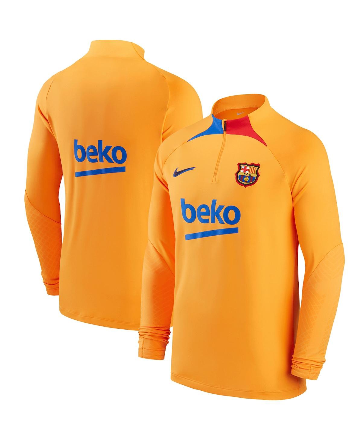 Nike Men's  Orange Barcelona Strike Drill Raglan Quarter-zip Long Sleeve Top