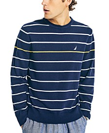 Men's Classic-Fit Cotton Textured Striped Crewneck Sweater