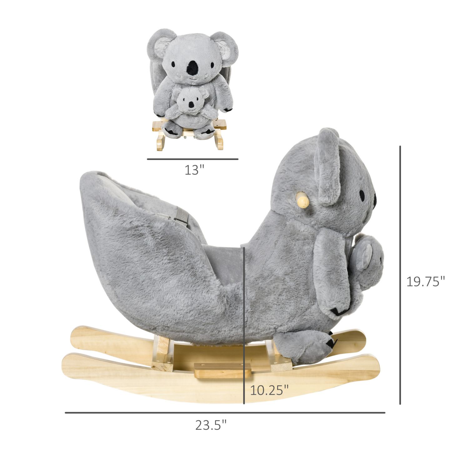 Детская игрушка Qaba Koala Ride-On Rocking Horse with Sounds, 99-lb. Capacity, Ages 18-36 Months — фото 2