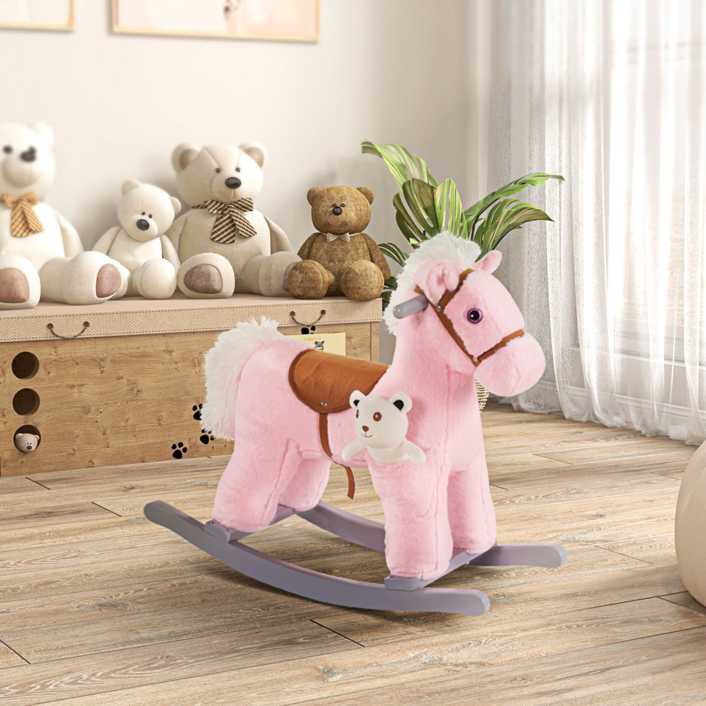 Детская мягкая игрушка Qaba Dinosaur Plush Rocking Horse, 66-lb. Capacity, Ages 3+ — фото 2