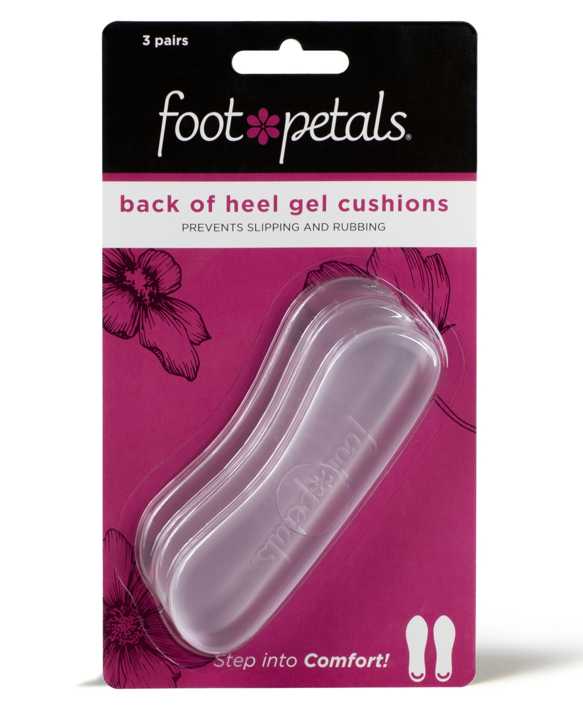 Gel Back of Heel Cushions - Pack of 3 Pairs - Clear