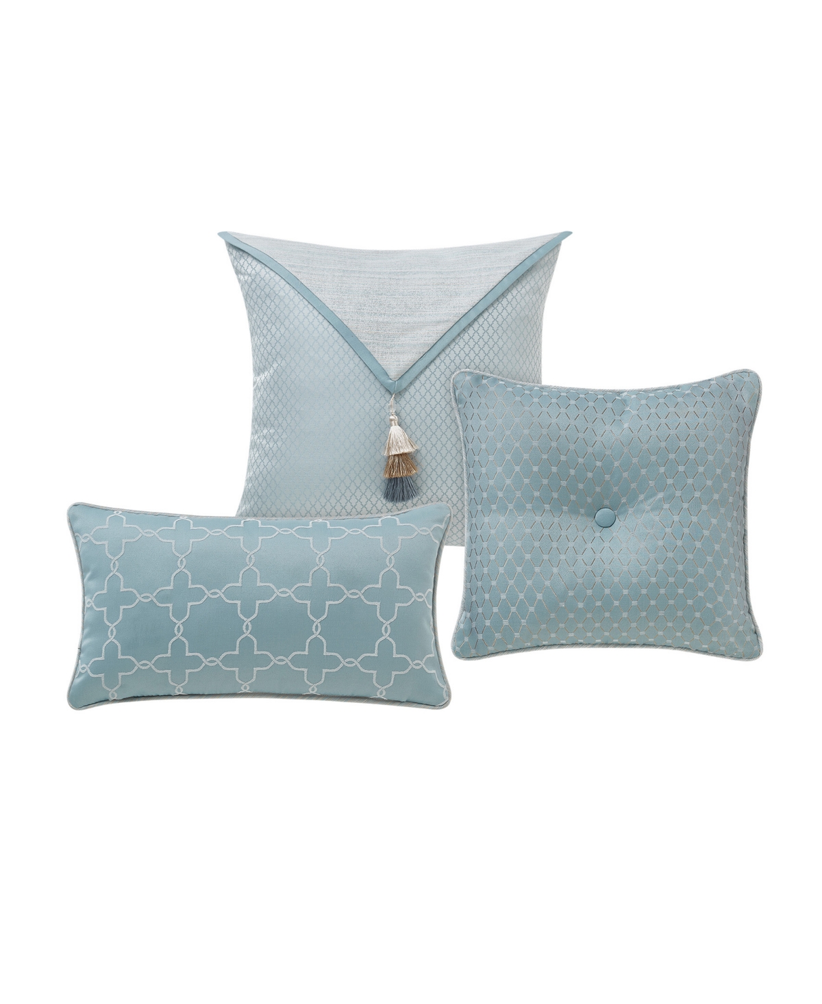 Waterford Arezzo Textured Reversible 3 Piece Decorative Pillow Set Bedding