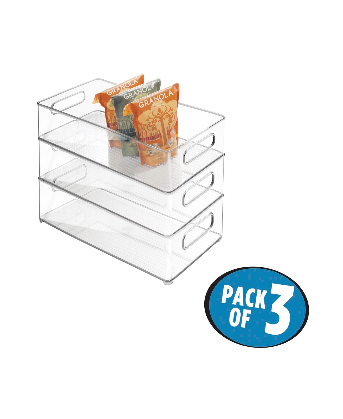 Idesign Plastic Refrigerator And Freezer Storage Bin With Lid, Set Of 3 In No Color