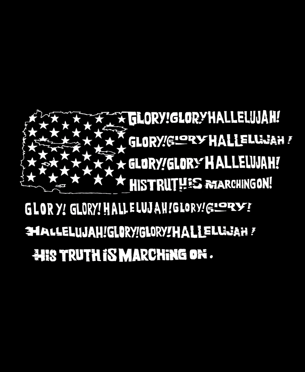 La Pop Art Men's Glory Hallelujah Flag Word Art Short Sleeve T-shirt