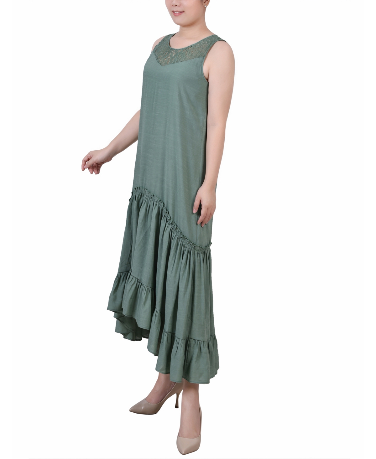 Ny Collection Petite Sleeveless Tiered Hi Low Maxi Dress