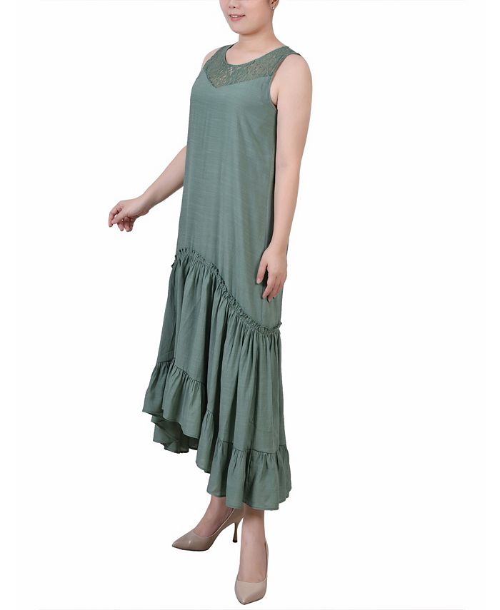 NY Collection Petite Sleeveless Tiered Hi Low Maxi Dress - Macy's