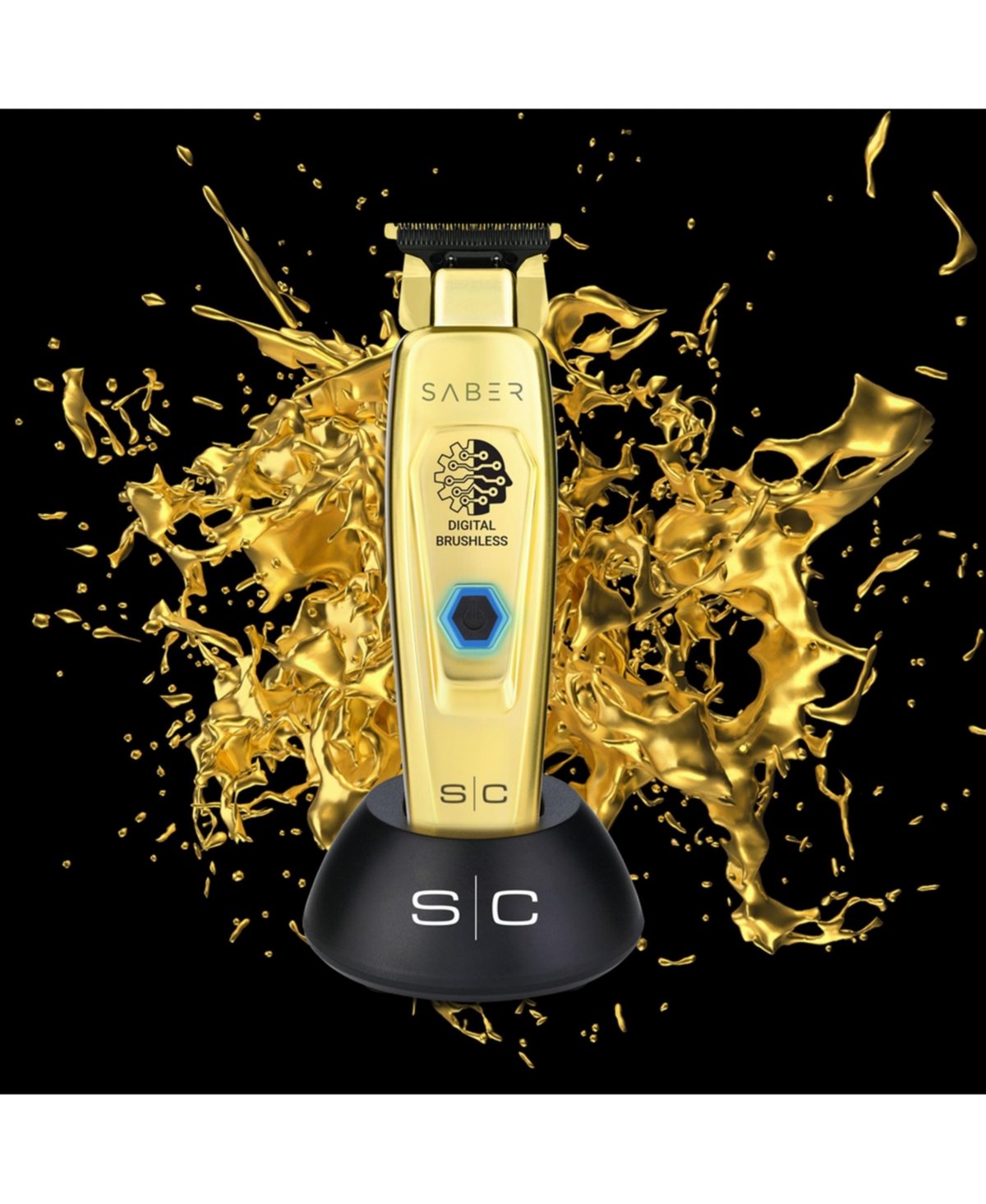 StyleCraft Professional Saber Professional Full Metal Body Digital Brushless Motor Cordless Hair Trimmer - Gold-Tone