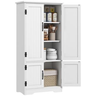 HOMCOM Modern Freestanding Storage Hutch with 2 Large Doors and 2 Small ...