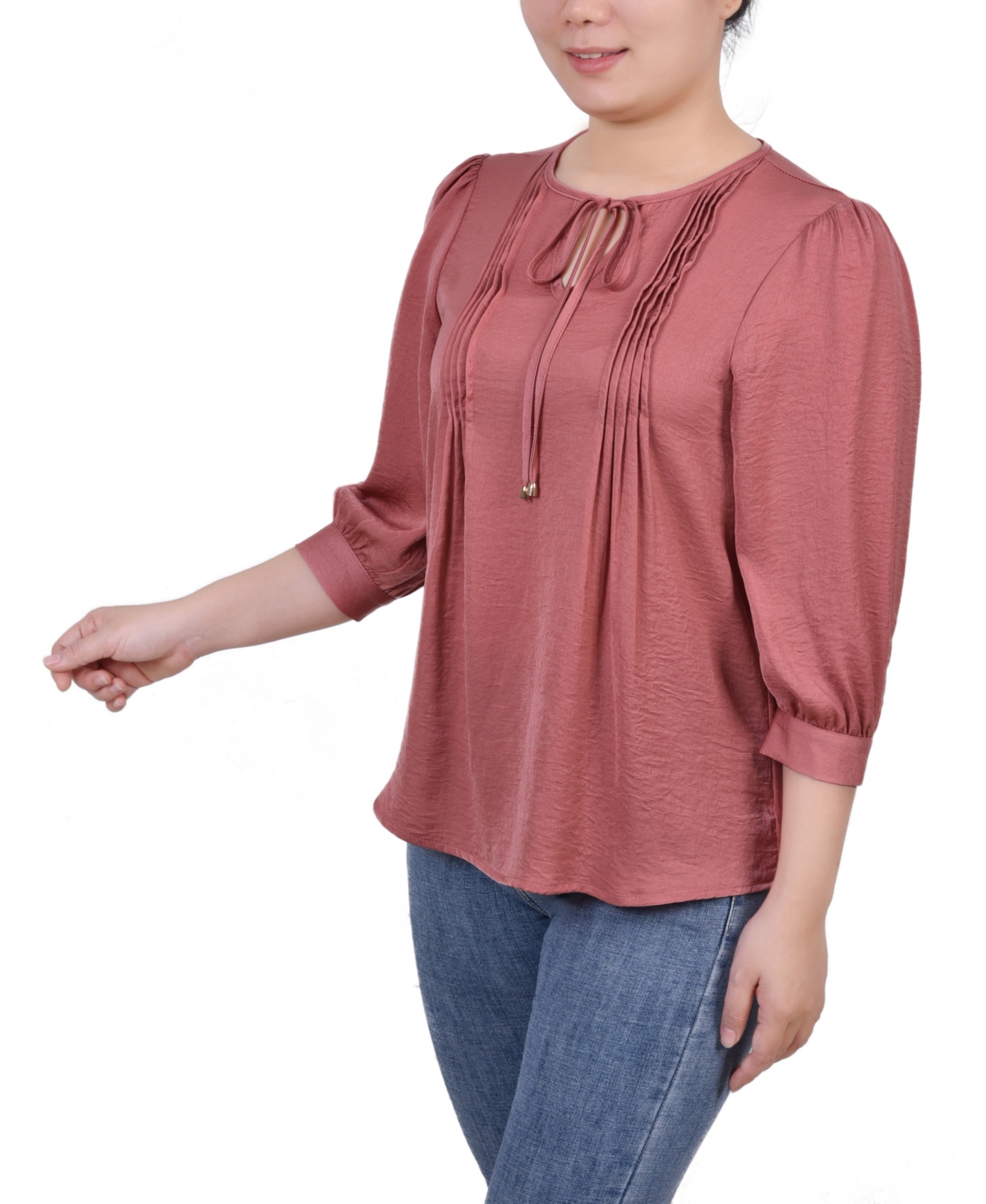 Ny Collection Petite Elbow Sleeve Satin Blouse