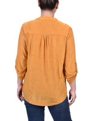 Petite 3/4 Roll Tab Pullover Top
