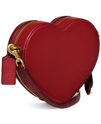 Coach Heart Red Gold Logo Crossbody Valentines Crossgrain Leather Shoulder  Bag