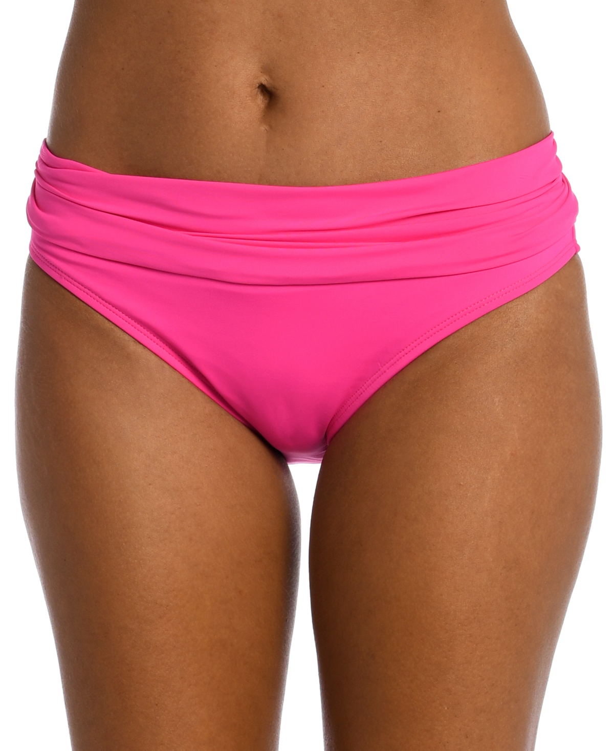 La Blanca Shirred Banded Hipster Bikini Bottoms In Pop Pink
