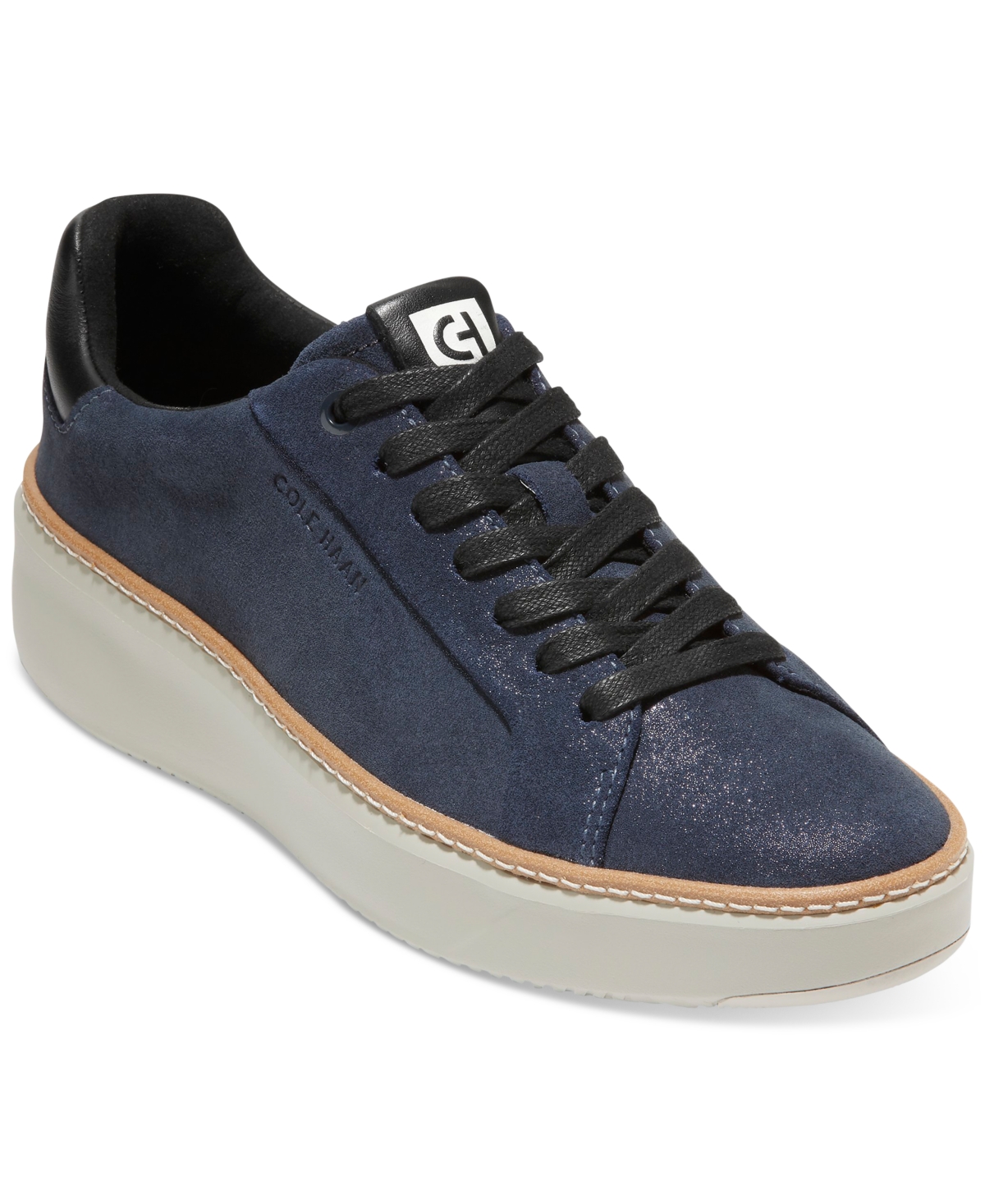 Cole Haan Women's Topspin Lace Up Low Top Sneakers In Blazer Blue Metallic Suede Leather