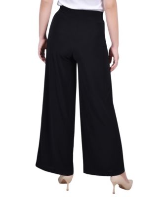 Petite Short Mid Rise Pull On Wide-Leg Palazzo Pant