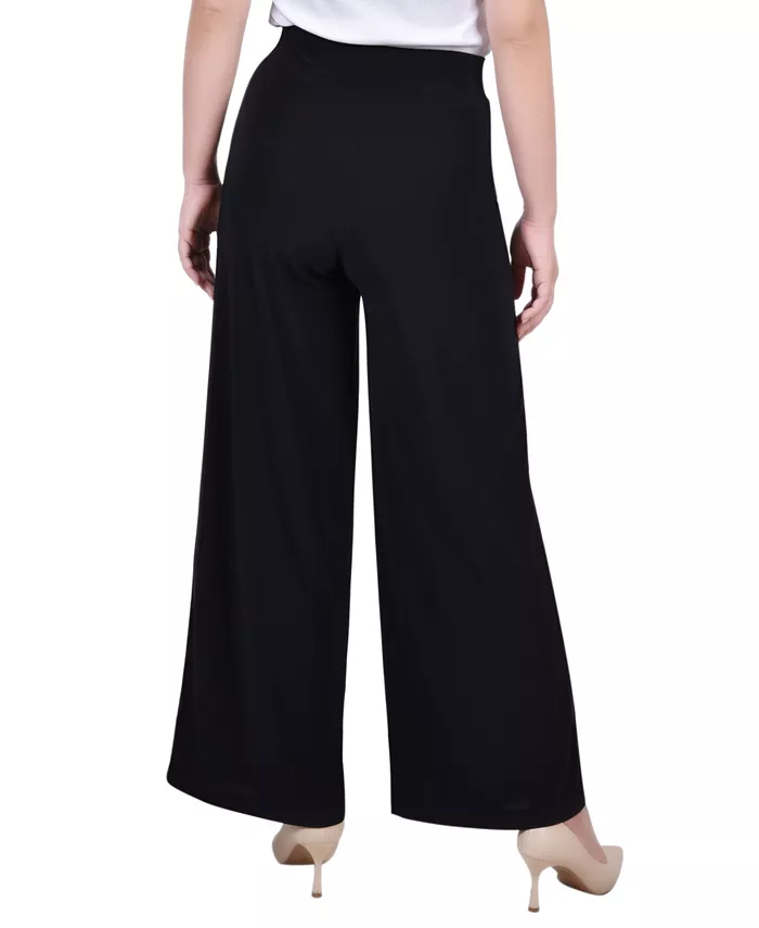 Petite Short Mid Rise Pull On Wide-Leg Palazzo Pant - thumbnail 2