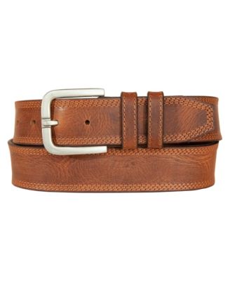Men's Triple Needle Stitched Leather Belt