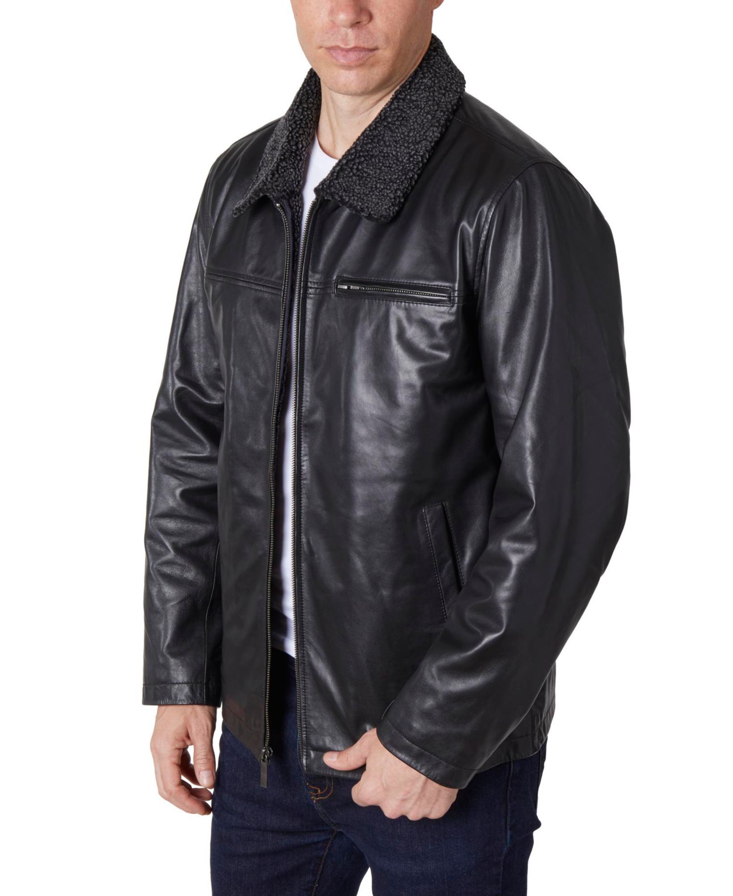 Men's Zipper Genuine Leather Jacket