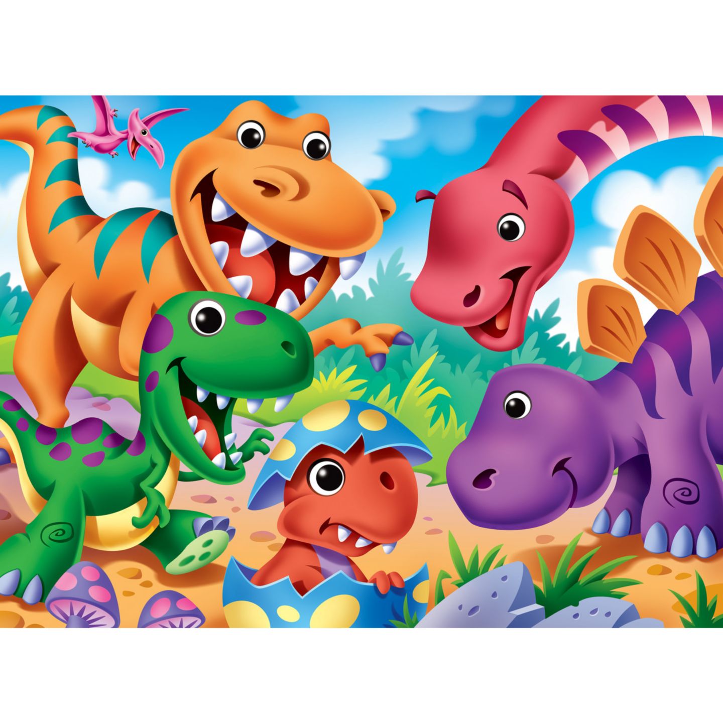 Детский пазл MasterPieces Puzzles The Right Fit Dinosaurs Googly Eyes 48 Piece Jigsaw Puzzle, Ages 4+, цвет: Разноцветный — фото 2