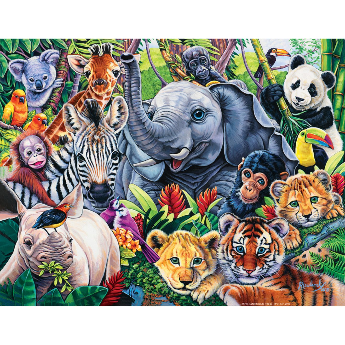 Детский пазл MasterPieces Puzzles World of Animals Safari Friends 100 Piece Puzzle, Ages 6+, цвет: Разноцветный — фото 2