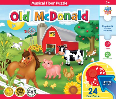 Детский пазл MasterPieces Puzzles MasterPieces Musical-Floor Old McDonald 24-Piece Puzzle, Ages 3+, цвет: Разноцветный