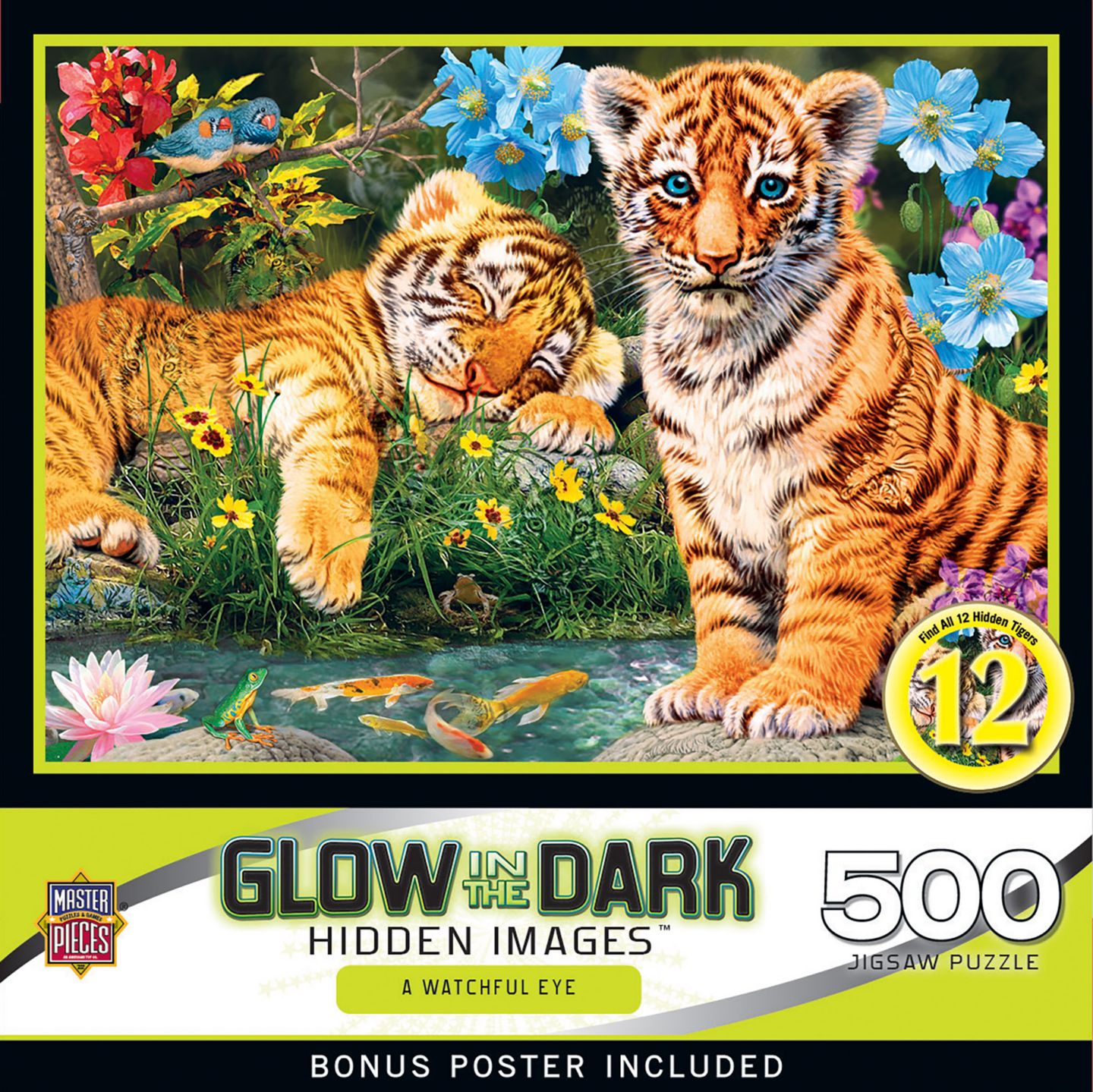 Детский пазл MasterPieces Puzzles A Watchful Eye Glow-in-the-Dark Hidden Images 500-Piece Puzzle, Ages 14+, цвет: Разноцветный — фото 1