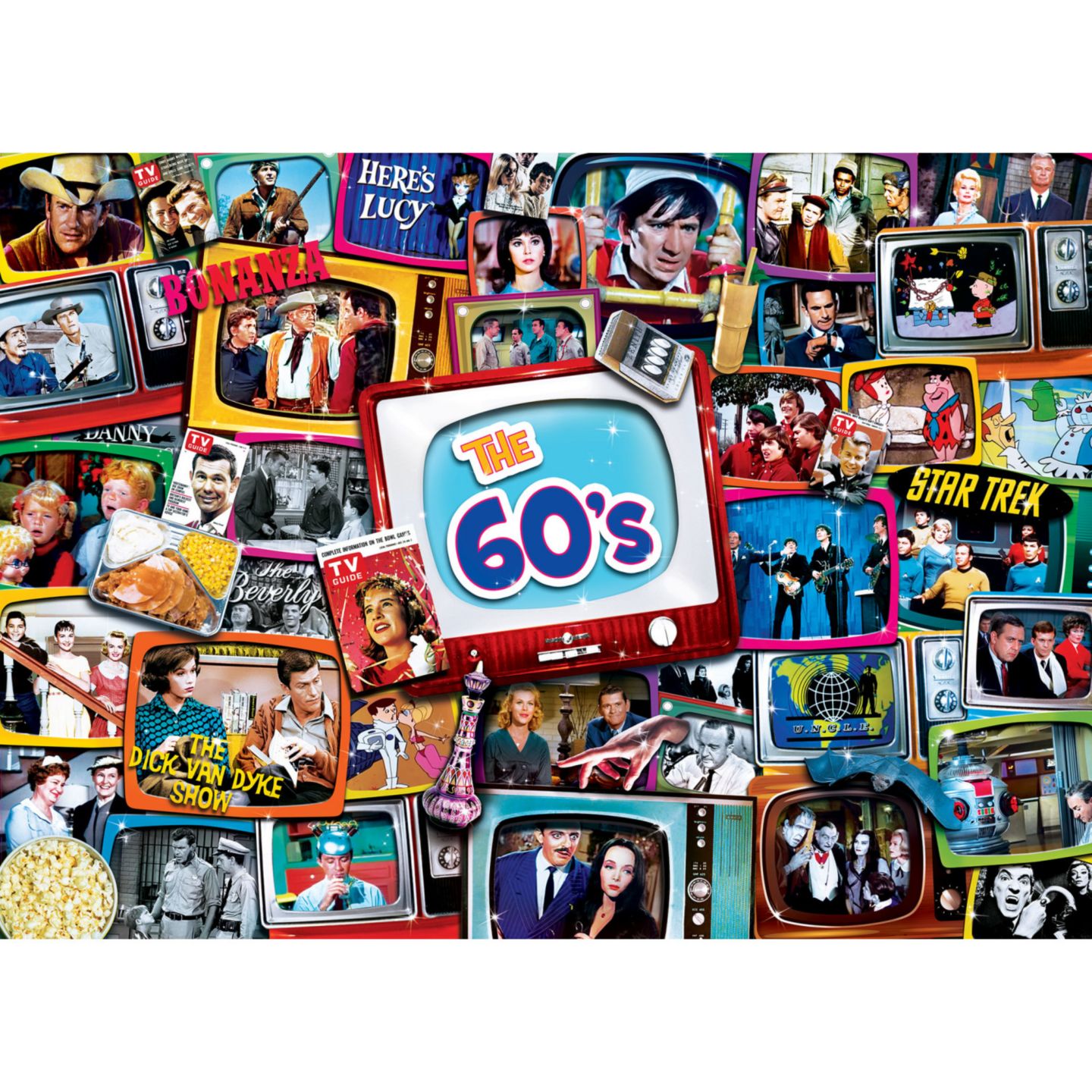Детская игрушка MasterPieces Puzzles MasterPieces TV Time - 60's Shows 1000 Piece Jigsaw Puzzle for Adults, цвет: Разноцветный — фото 2