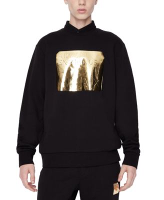 A|X Armani Exchange - Men's Large Gold Foil Logo Fleece Sweatshirt
