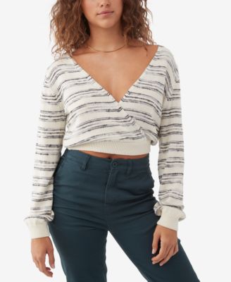 O'Neill - Juniors' Seaside Striped Cropped Wrap Sweater