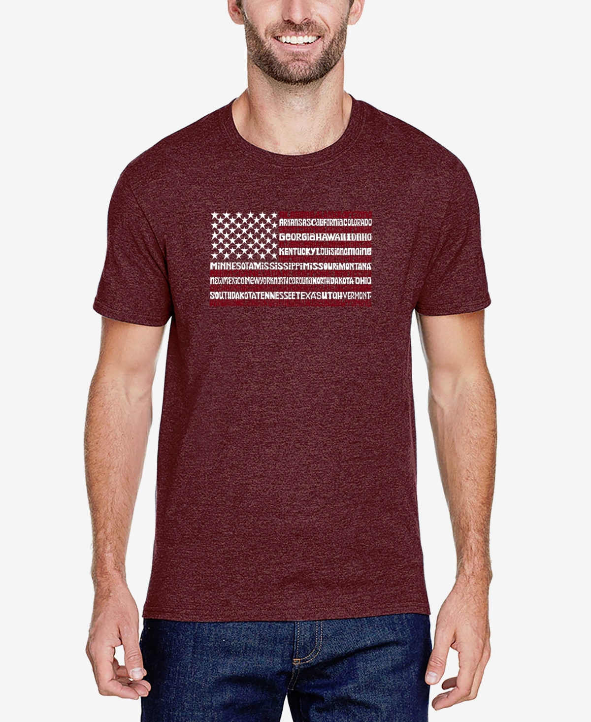 La Pop Art Men's Premium Blend Word Art Usa Flag T-shirt