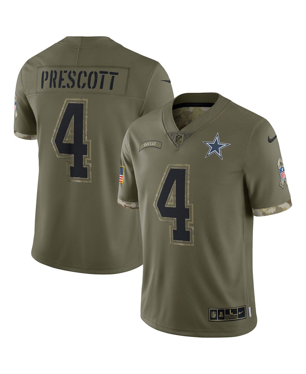 Men's Nike Dak Prescott Olive Dallas Cowboys 2022 Salute To Service Limited Jersey