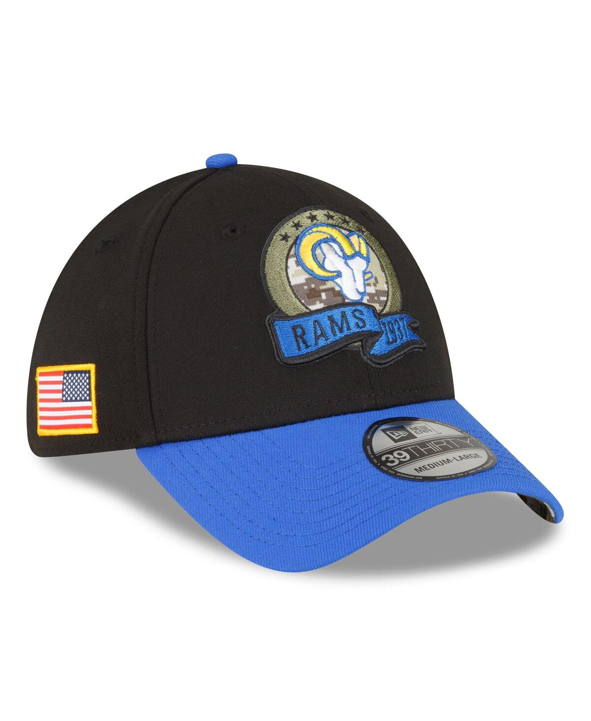Shop New Era Men's  Black, Blue Los Angeles Rams 2022 Salute To Service 39thirty Flex Hat In Black,blue