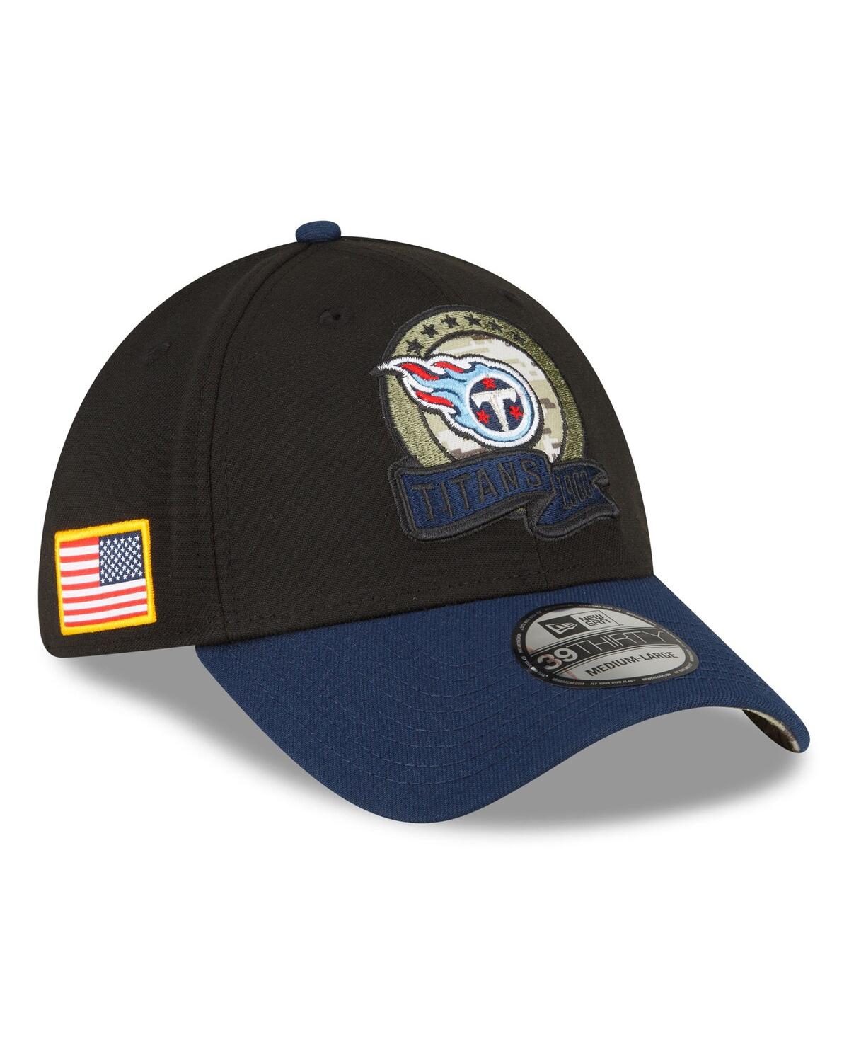 NEW ERA MEN'S NEW ERA BLACK, NAVY TENNESSEE TITANS 2022 SALUTE TO SERVICE 39THIRTY FLEX HAT 