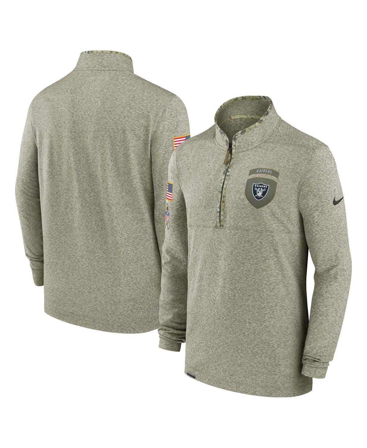 Men's Nike Olive Las Vegas Raiders 2022 Salute to Service Shield Quarter-zip Top