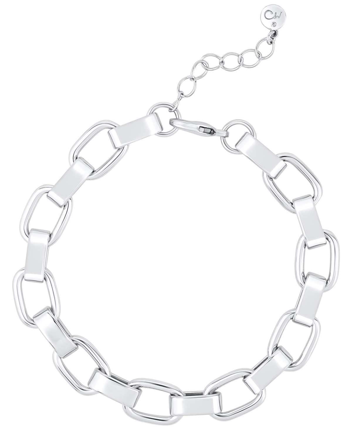 And Now This High Polished Link Chain Bracelet In Fine Silver Plated In Silver-tone