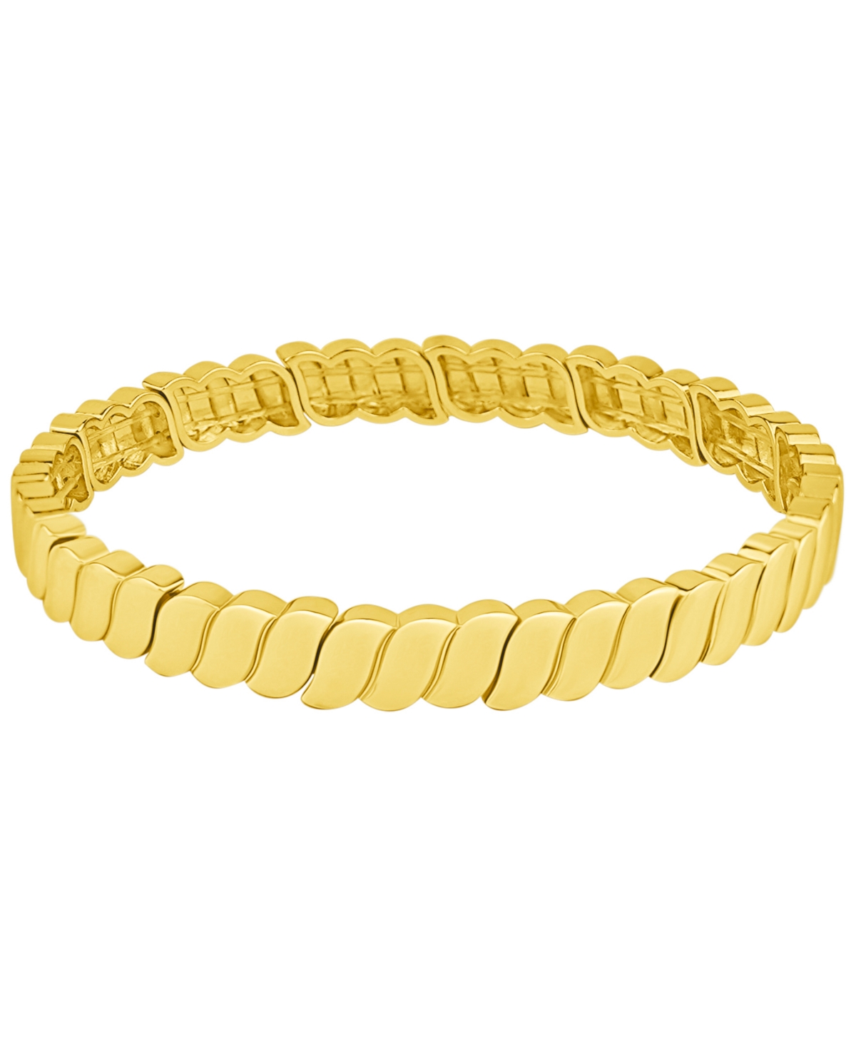 And Now This High Polished Stretch S Textured Bracelet In 18k Gold Plated Brass