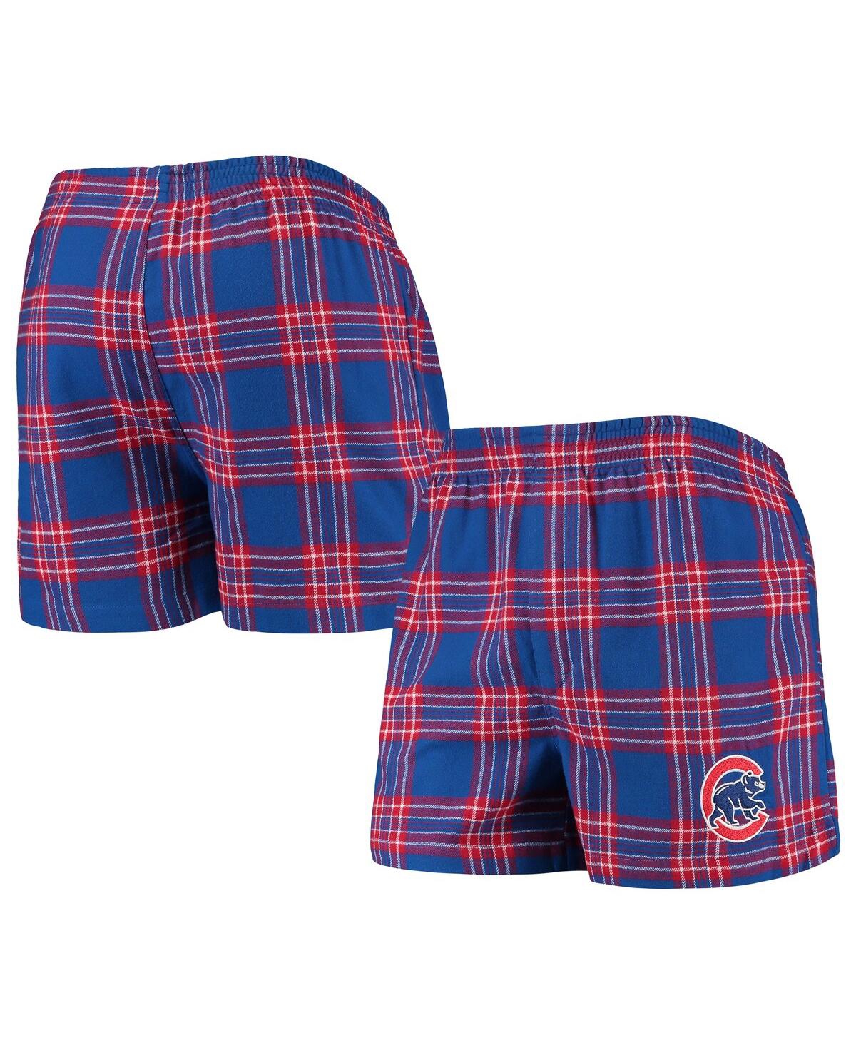 Concepts Sport Men's  Royal And Red Chicago Cubs Takeaway Flannel Boxers In Royal,red