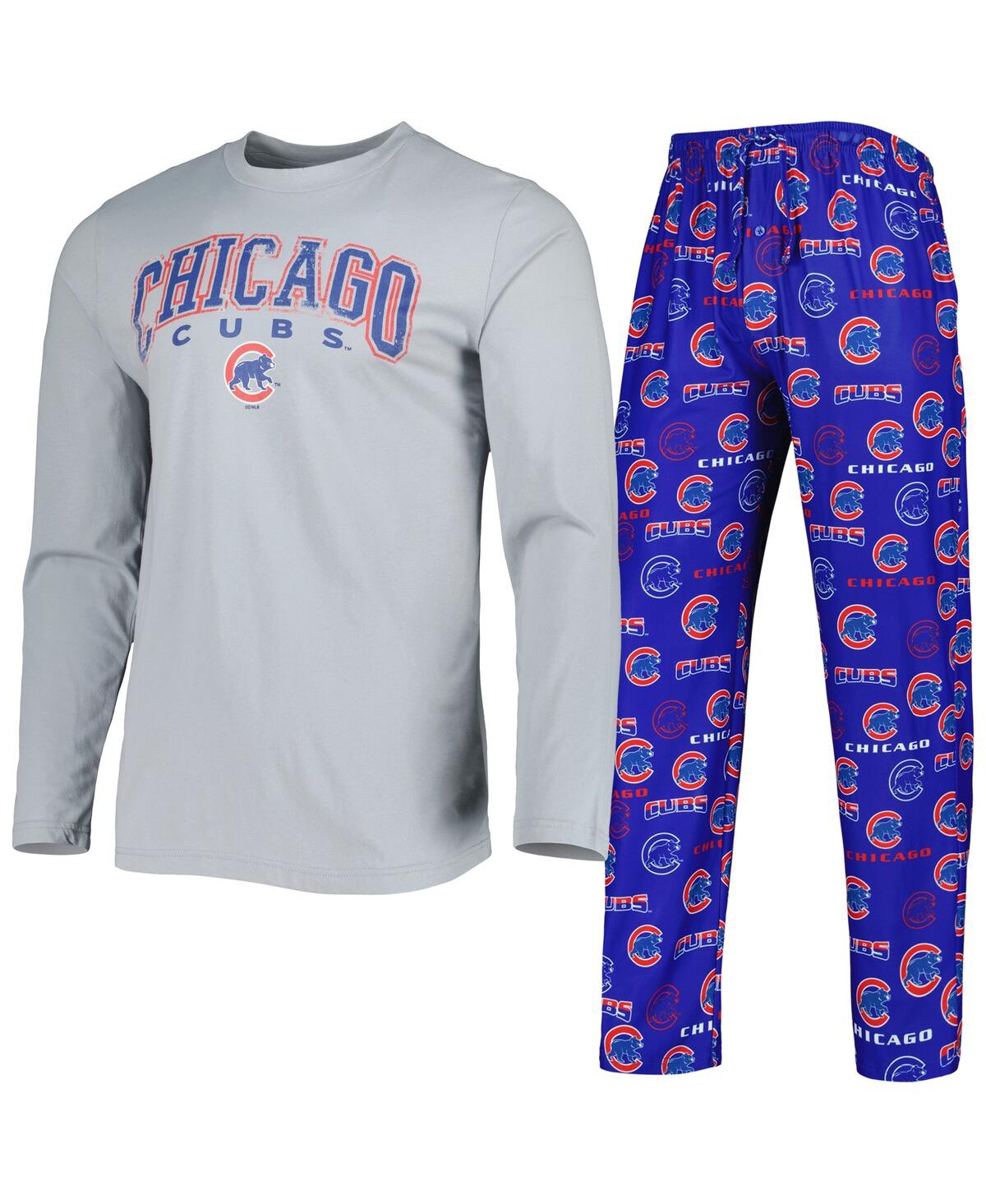 Shop Concepts Sport Men's  Royal, Gray Chicago Cubs Breakthrough Long Sleeve Top And Pants Sleep Set In Royal,gray