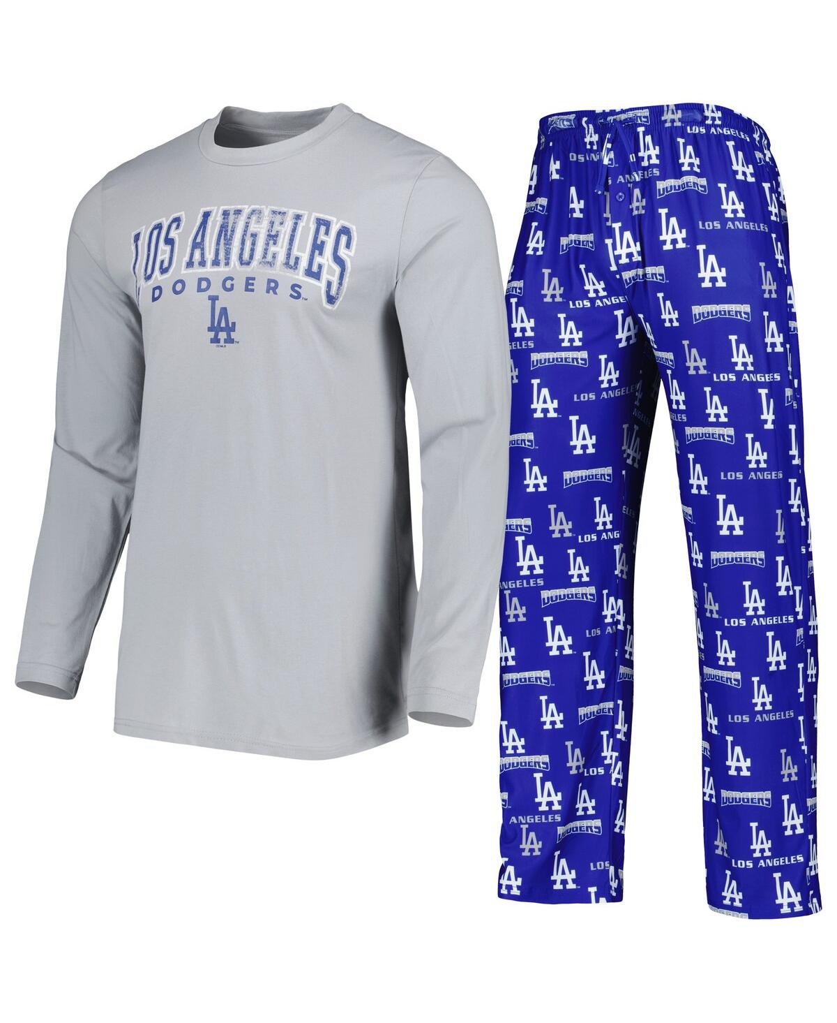 Shop Concepts Sport Men's  Royal, Gray Los Angeles Dodgers Breakthrough Long Sleeve Top And Pants Sleep Se In Royal,gray