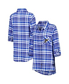 Women's Blue St. Louis Blues Mainstay Flannel Full-Button Three-Quarter Sleeve Nightshirt
