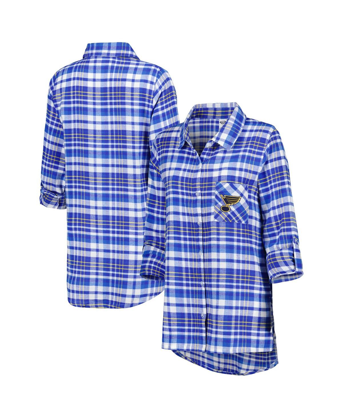 Shop Concepts Sport Women's  Blue St. Louis Blues Mainstay Flannel Full-button Three-quarter Sleeve Nights