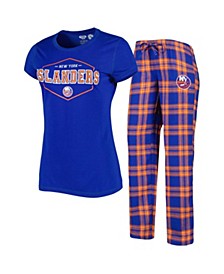 Women's Royal, Orange New York Islanders Badge T-shirt and Pants Sleep Set
