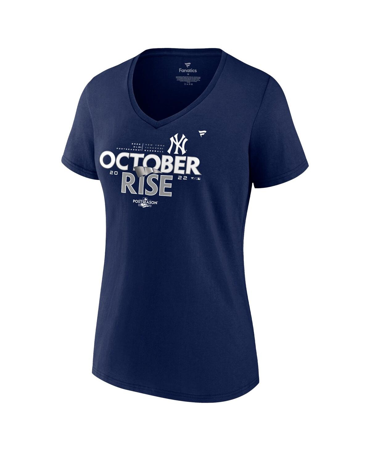 Fanatics Branded Navy New York Yankees 2022 Postseason Locker Room V-neck Plus Size T-shirt In Navy
