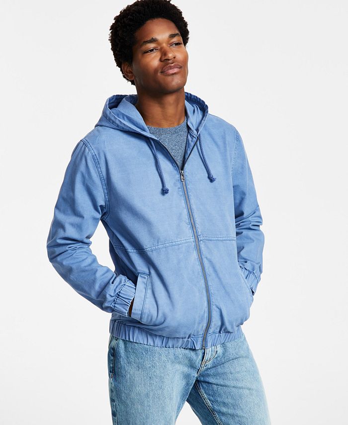 Sun + Stone Men's Arthur Garment Dyed Zip Front Long Sleeve Hoodie