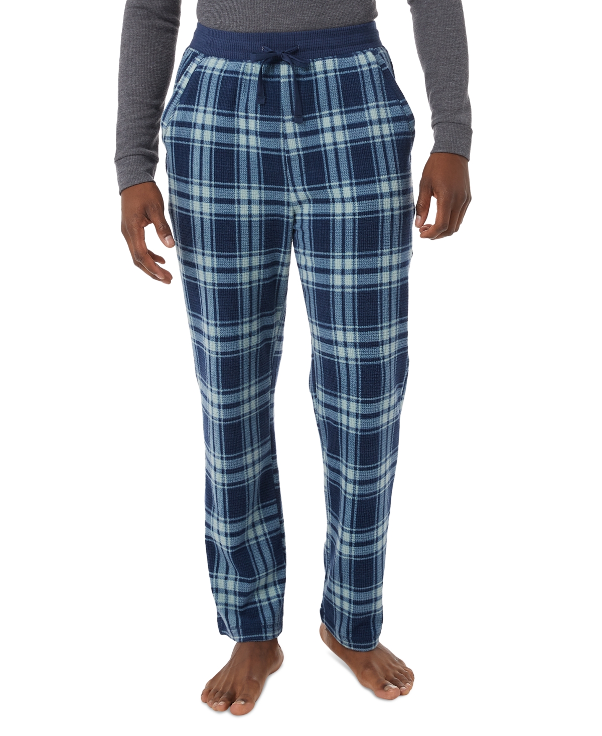 Men's Tapered Twill Plaid Pajama Pants - Tartan Blue
