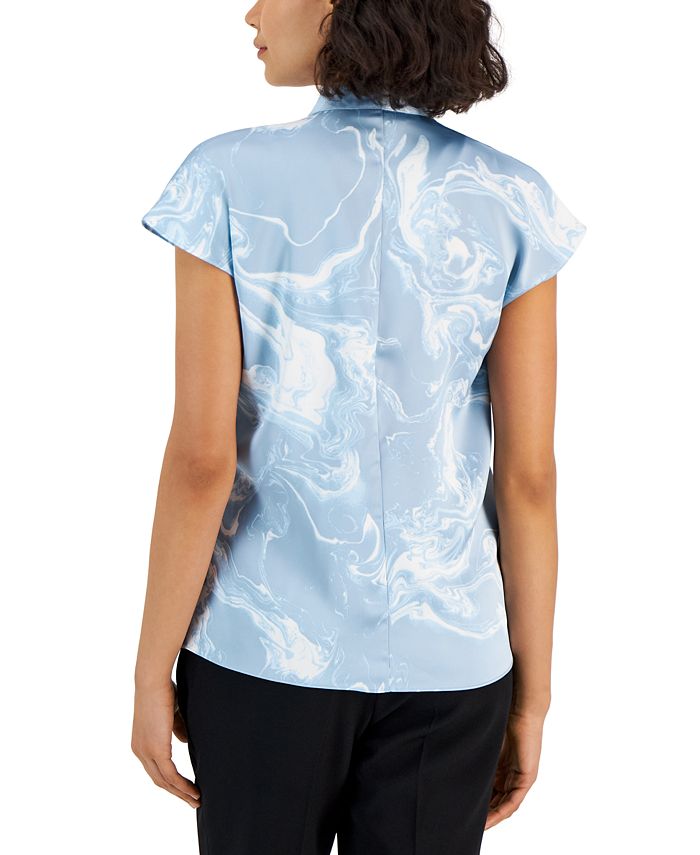 Alfani Women's Printed Satin ShortSleeve Surplice Top, Created for