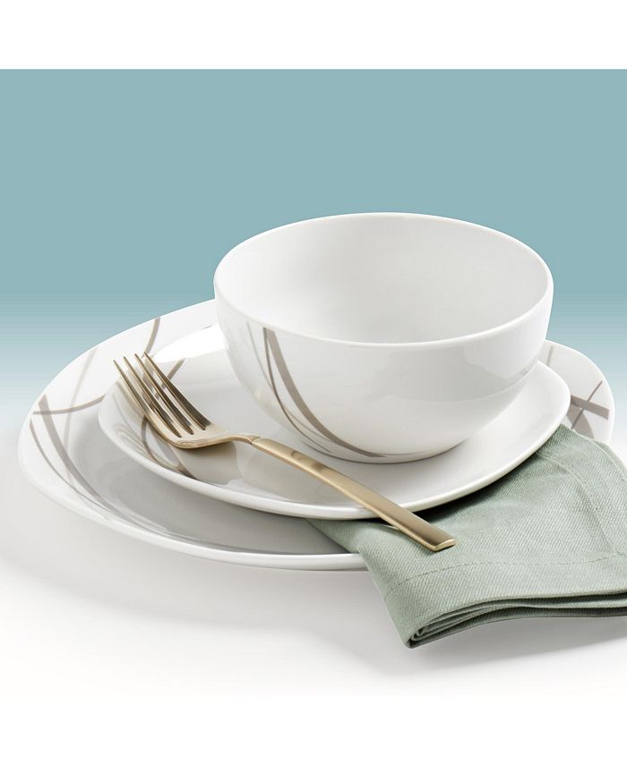 Tabletops Unlimited Curves Square 12 Pc. Dinnerware Set, Service for 4