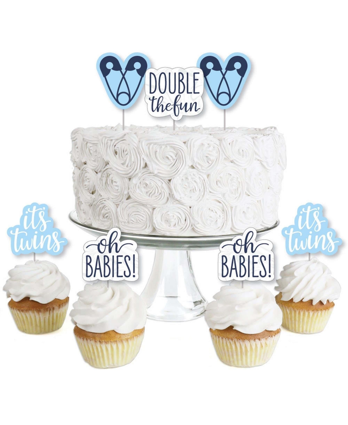 UPC 194373000009 product image for It's Twin Boys - Dessert Cupcake Toppers - Baby Shower Clear Treat Picks - 24 Ct | upcitemdb.com