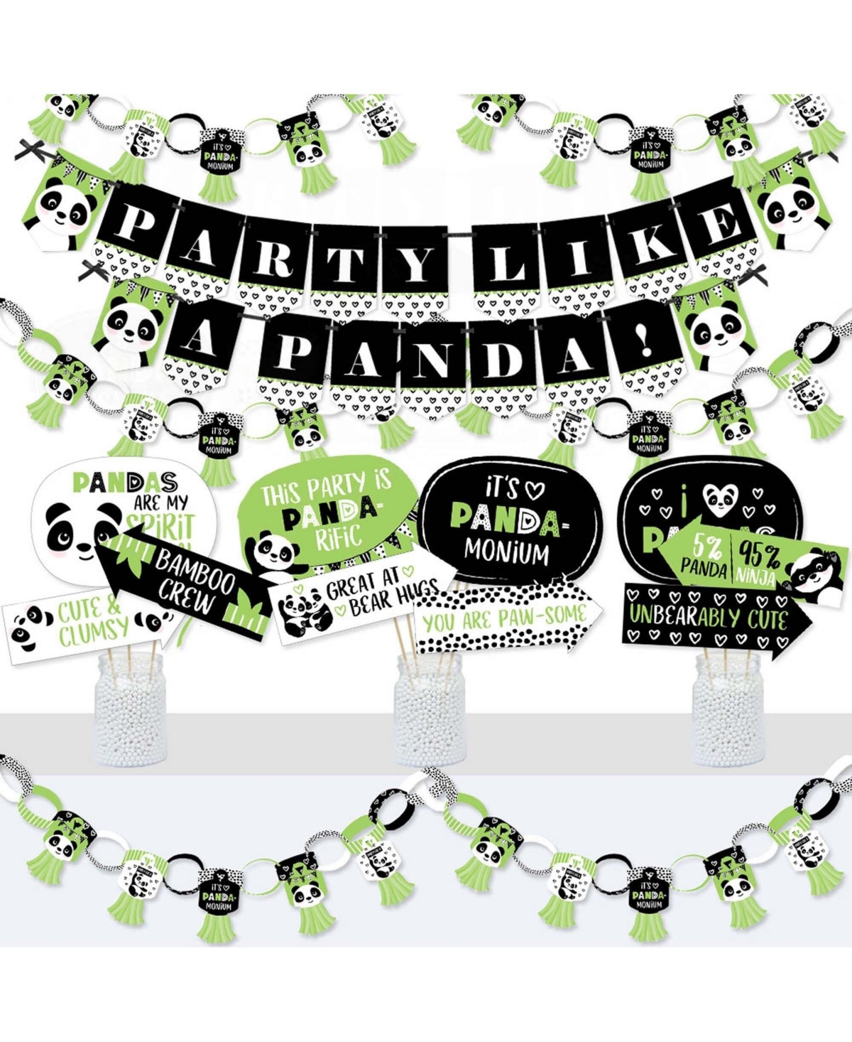 Big Dot of Happiness Party Like a Panda Bear - Banner and Photo Booth Decorations - Baby Shower or Birthday Party Supplies Kit - Doterrific Bundle