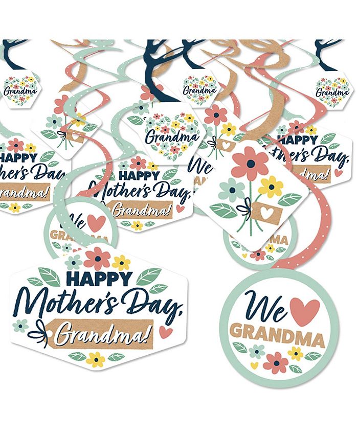 Big Dot of Happiness Grandma, Happy Mother's Day We Love Grandmother Hanging Party Decor Swirls