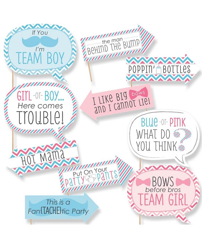 Big Dot of Happiness Funny Chevron Gender Reveal - Baby Shower Photo Booth  Props Kit - 10 Piece - Macy's